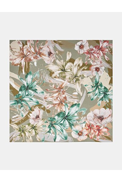 KYR Eșarfă din viscoză cu modele de flori mixte, verde Çağla