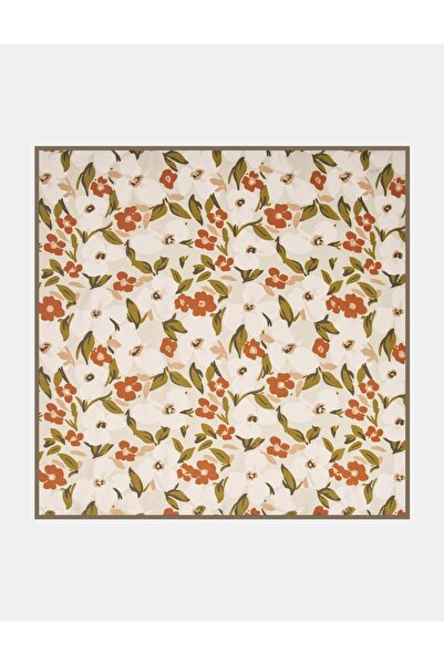 KYR Шал от вискоза с флорални мотиви, каки