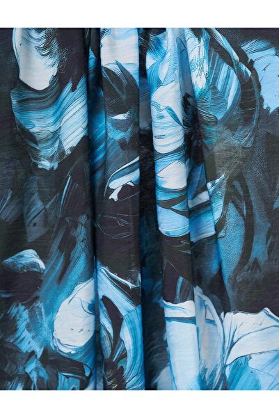 KYR Floral Pattern Viscose Shawl Blue