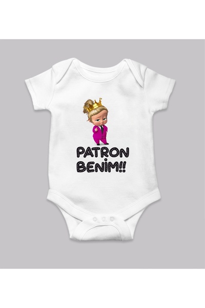 venüsdijital Boss Is My Printed Baby Girl Bodysuit