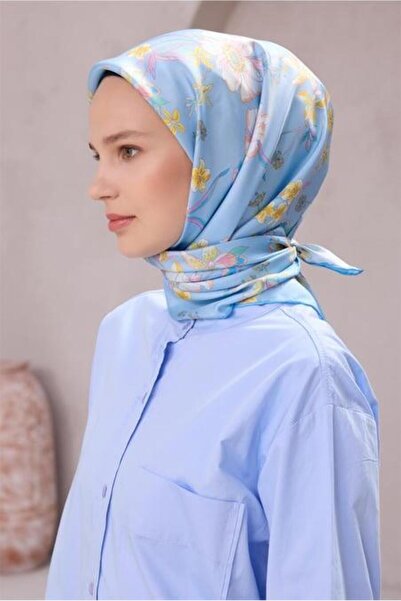 Belli Tivil Pure Silk Scarf Ist 4210 - 54 Blue Floral Pattern