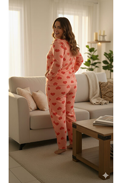 sleeproom UZUN KOL MEVSİMLİK BASKILI BÜYÜK BEDEN KADIN PİJAMA TAKIM