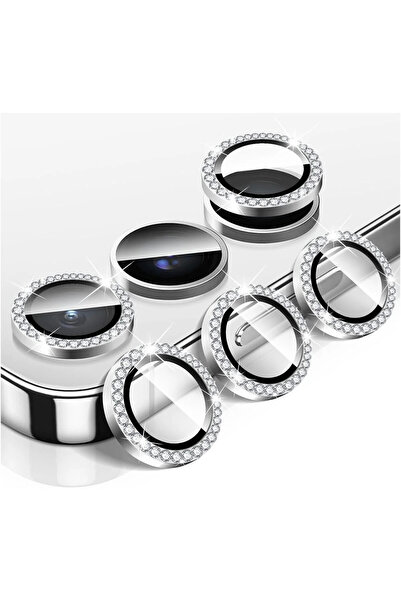 KVK PRİVACY Samsung S24 FE Silver Taşlı Kamera Lens Koruyucu Temperli Cam