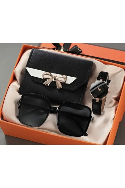 Hüma Butik Takı & Aksesuar Kadın Saat, Gözlük ve Cüzdan Seti