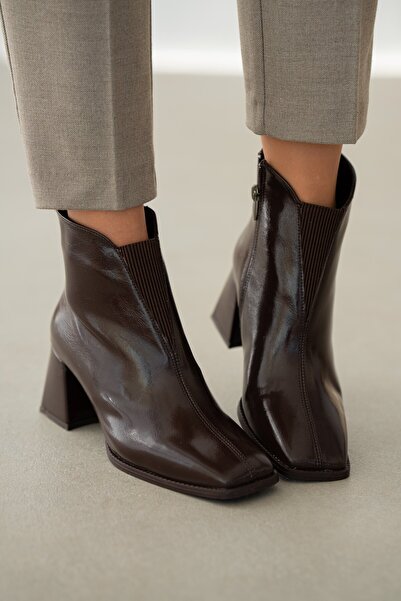 selinshoes Brennor Yandan Fermuarlı Kadın Bot- KAHVERENGİ RUGAN