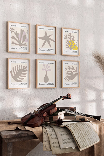 Artiera Modern Matisse 6-Piece Premium Wooden Framed Wall Painting Set Minimalist Living Room Paintings