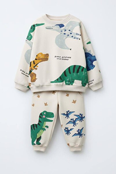 Monila Комплект за момче от 3 нишки памучен плат с щампа на горнище и горнище