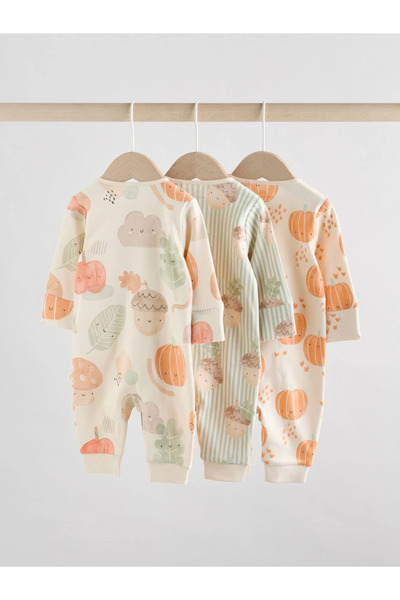 Next Baby 100% Organic Cotton Cream Colored Autumn Themed Double Zipper 3-Piece Sleeping Bag Set Alyaw3262