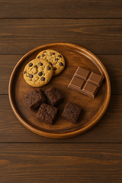 PAPİSAHOME Ahşap desenli Porselen SUNUM,SERVİS TABAĞI TABAK ALTLIĞI ,SUPLA 28 CM.