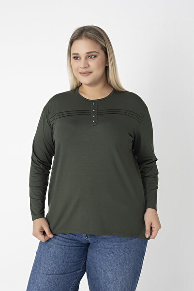 Orly More Μίνι σκίσιμο από ύφασμα βισκόζης Μακρυμάνικη μπλούζα από βαμβακερή μητέρα με λεπτομέρεια σε μακρυμάνικο πέτο και κουμπιά