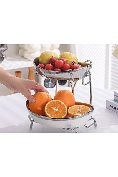 Trendy's Δίσκος φρούτων-σνακ, δύο επιπέδων, σατινέ φινίρισμα 24 X 20CM