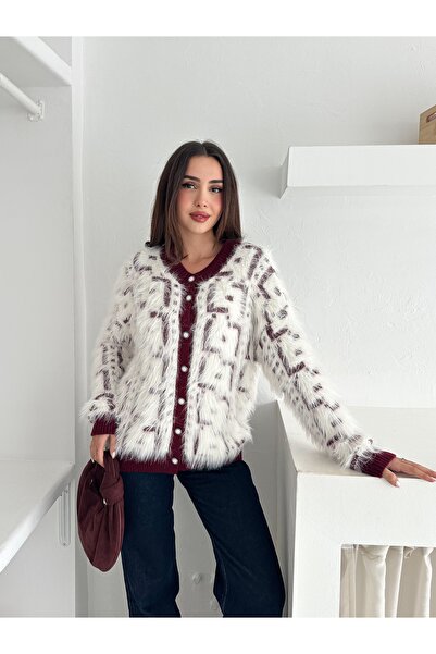 b buhari bykoc Soft Textured Patterned Buttoned Knit Cardigan