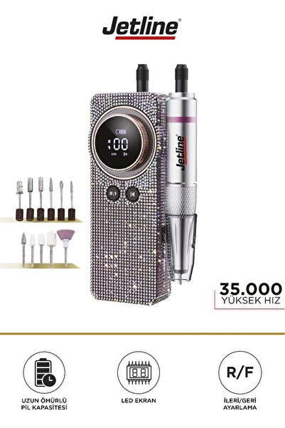 JETLİNE TRNKO1 Kristal Taşlı Seri Profesyonel Tırnak Törpü Manikür Pedikür Ma...