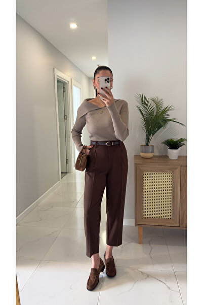 BİRCANÇİL Dlvin Yusa Kahve Kemerli Havuç Pantolon