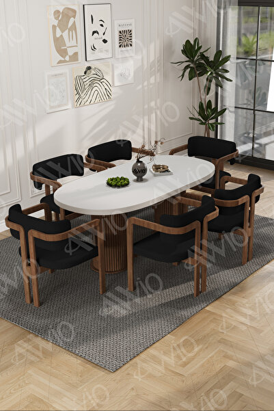 AVVİO Arion Serisi Bohem Ayak 6'lı Tokyo Metal Demonte Sandalye 80x160 Masa S...