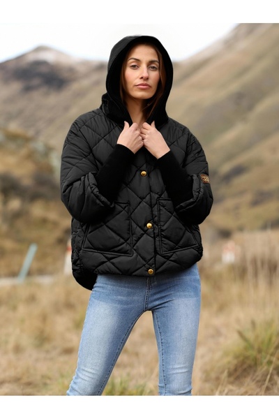 SETTY KOOP "Quilted Jacket for Women – Warm Winter Coat with Knit Hood and Front Pockets" geacă femei