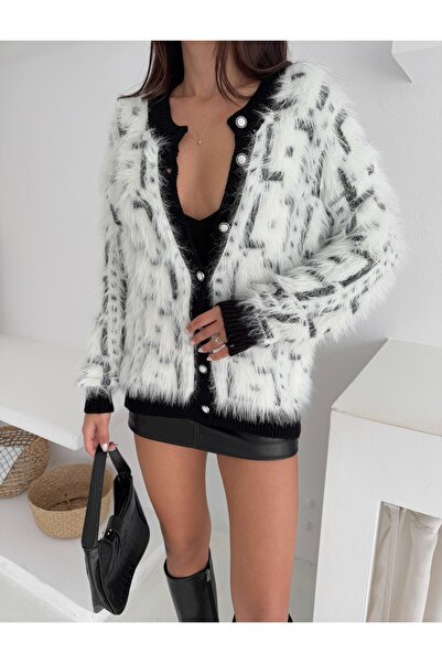 b buhari bykoc Soft Textured Patterned Buttoned Knit Cardigan