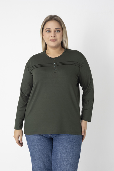 Orly More Μίνι σκίσιμο από ύφασμα βισκόζης Μακρυμάνικη μπλούζα από βαμβακερή μητέρα με λεπτομέρεια σε μακρυμάνικο πέτο και κουμπιά