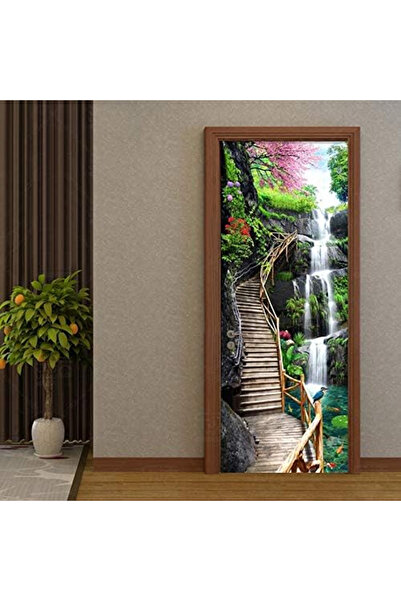 MaffStuff Autocolant Ușă 3D Trepte spre Cascadă 78x200cm PVC Autoadeziv MaffStuff®