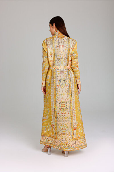 IKKXA Colorful Printed Yellow Abaya