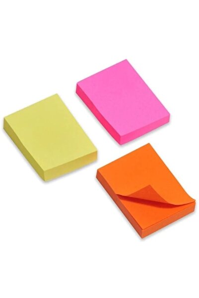 ANTBRO Set 3 mini adhesive note cubes with 300 sheets of 5x3.8cm in fluorescent colors