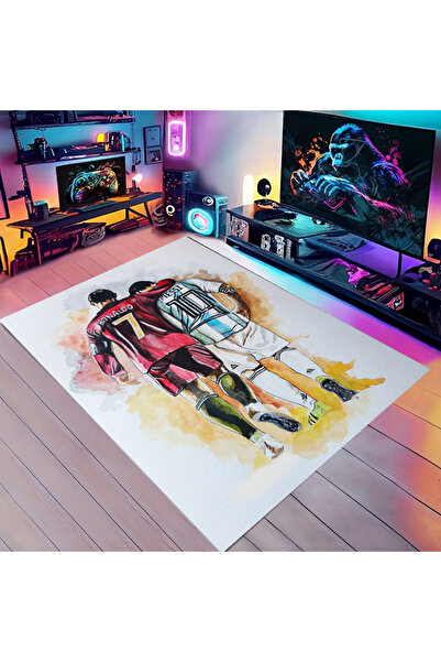 Reyhani MESSİ-RONALDO Desenli Kaymaz Taban Makinede Yıkanabilir Gaming Oyuncu...