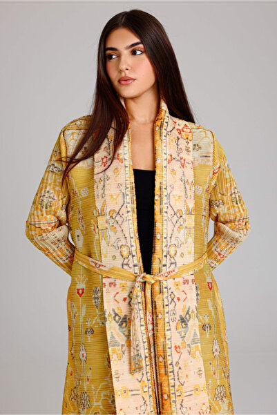 IKKXA Colorful Printed Yellow Abaya