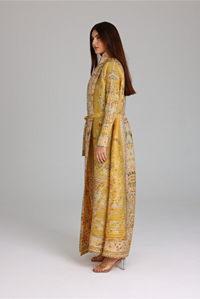 IKKXA Colorful Printed Yellow Abaya