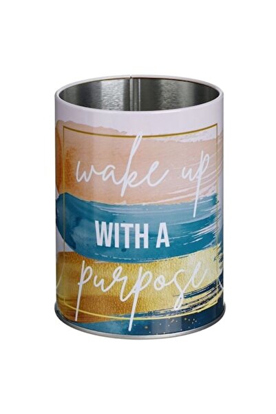 ANTBRO Suport metalic pentru pix – Colorat cu mesaje – Ø 8 × 10 cm – Accesoriu elegant de birou