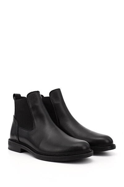 GÖNDERİ(R) Men's Black Rubber Sole Genuine Leather Chelsea Boots