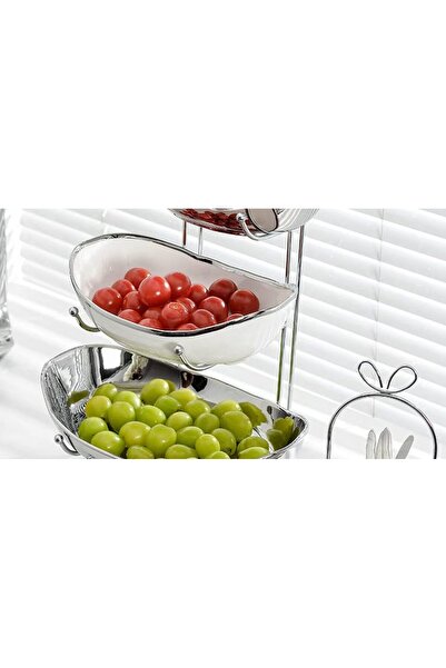 Trendy's Δίσκος φρούτων-σνακ, TRENDY'S, με τρία επίπεδα, σατινέ φινίρισμα