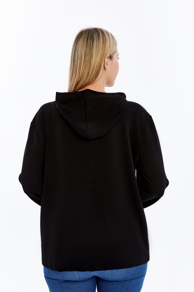 Curvy Trend Plus Size Hooded Pocket Soft Flowy Fabric Sweatshirt