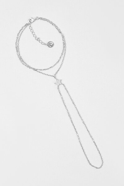 So CHIC... Mistik Yıldız 18 Ayar Beyaz Altın Kaplama 21 Cm Gümüş Şahmeran