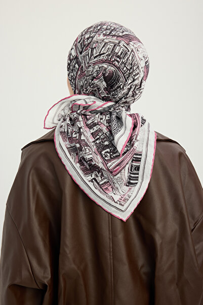 Schaless Πόλη των ηχών - Πούδρα - Φουλάρι βισκόζης με σχέδιο Vierra - 90x90 εκ.