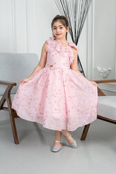SELSAL Soft girls' dress embroidered with flowers