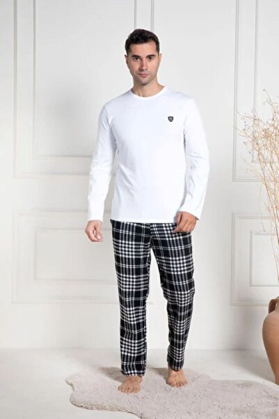 Lohusa Dünyasi Men's Velvet Plaid Plus Size Men's Pajama Set