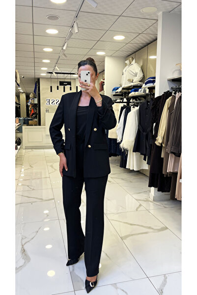 Vosse Ekol Siyah Kolları Büzgülü Blazer Ceket