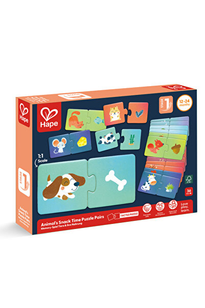 Hape Puzzle potriveste perechea - Animale si gustari (36 piese), copii varsta...