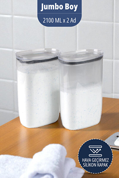 İronika Tablet Powder Detergent Storage Container Silicone Leak-Proof Lid Det...