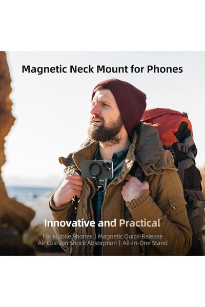 Fipka حامل مغناطيسي للرقبة من Sgaloge للهواتف، حامل للرقبة للهواتف المحمولة، حامل سيلفي POV/Vlog، هاتف بدون استخدام اليدين