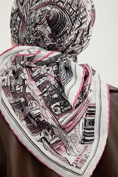 Schaless Πόλη των ηχών - Πούδρα - Φουλάρι βισκόζης με σχέδιο Vierra - 90x90 εκ.