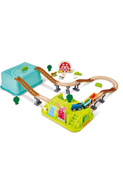 Hape Jucarie din lemn - Trenul de la ferma (40 piese), copii varsta 3 ani+,6 ...