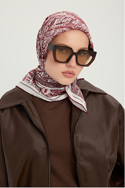 Schaless Orașul Echos - Bordeaux - Eșarfă din viscoză cu model Vierra - 90x90 Cm