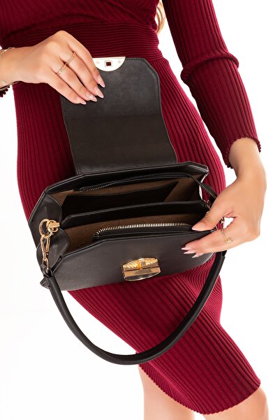 Gondol Kadın Şık El ve Omuz Çantası ars.2525 Siyah