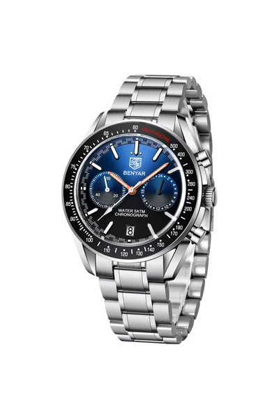 Benyar Ceas bărbătesc BY-5194, cuarț, cronograf, 5Bart, brățară din oțel inox...