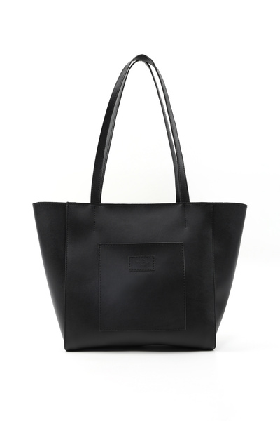 SHAKA Fekete Shk255 nagyméretű műbőr kézi, kézi és válltáska elülső zsebbel é...