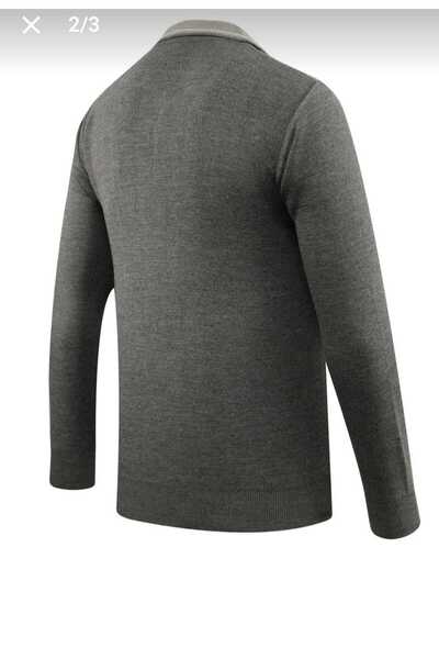 güncüoğlu Polo Collar Pocketed Steel Knit Men's Sweater