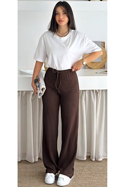 Noa Noa Accordion Ribbed Wide Leg Trousers