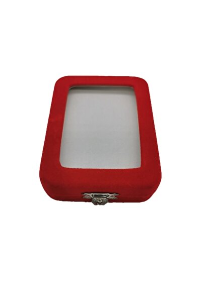 Vision Box for Displaying Martisor in Red Velvet, White Interior, Glass Window, VisionXXI