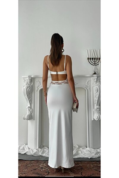 Miran Miranfashion maxi güpür elbise